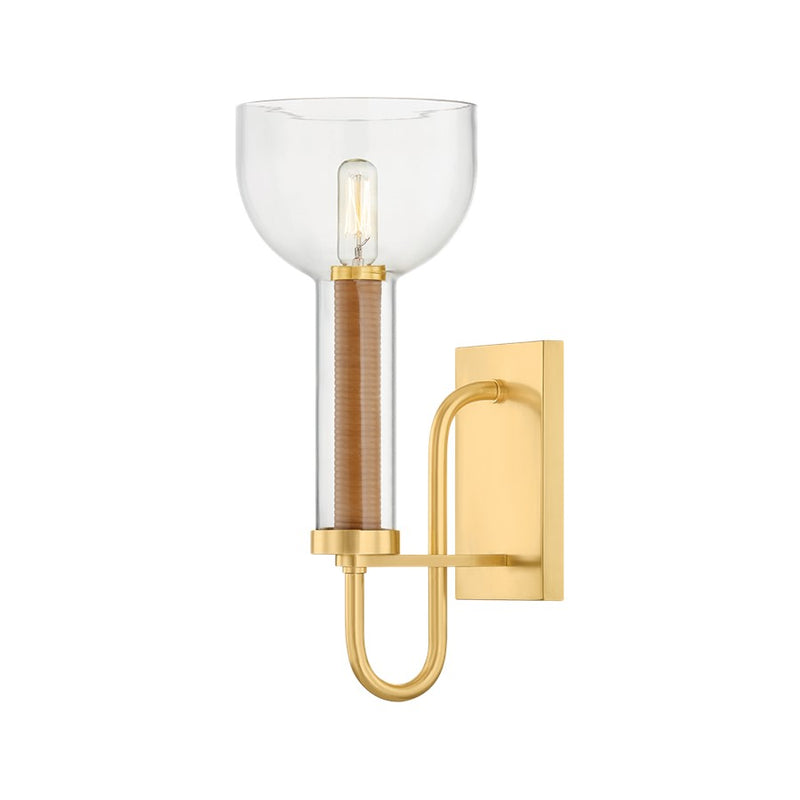 Hudson Valley Narrowsburg 1 Light Wall Sconce, Aged Brass/Clear - 2615-AGB