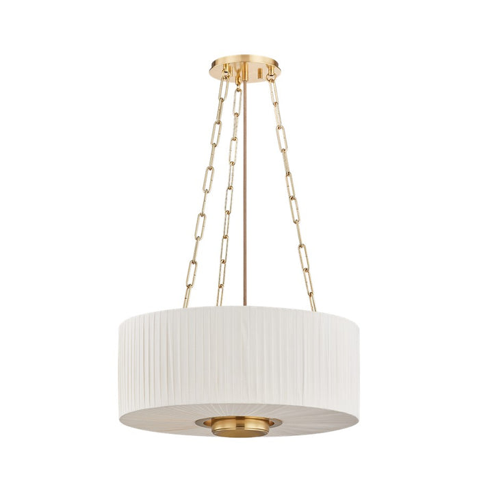 Hudson Valley Camby 3Lt Pendant, Aged Brass/Ivory Linen - 2703-AGB