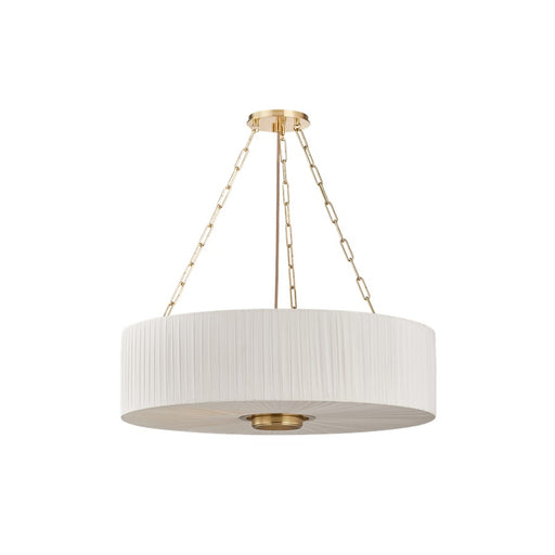 Hudson Valley Camby 4Lt Chandelier, Aged Brass/Ivory Linen - 2704-AGB
