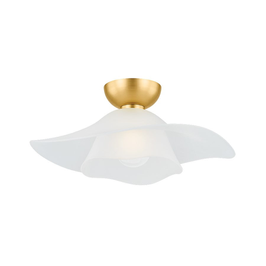 Hudson Valley Netherlee 1 Light Flush Mount, Aged Brass/Etched Matte - 2918-AGB