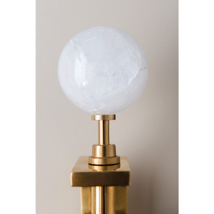 Hudson Valley Royale 1 Light Wall Sconce, Aged Brass/White