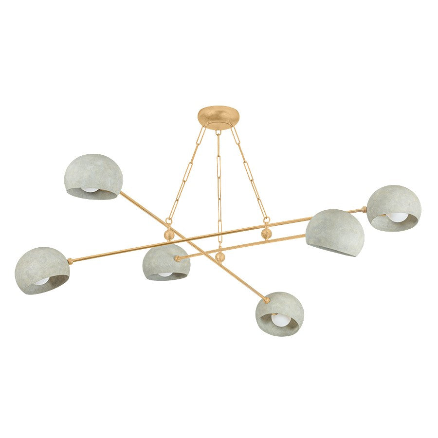 Hudson Valley Turner 6Lt Chandelier, Gold Leaf/Limewash Plaster - 3106-VGL-LWP