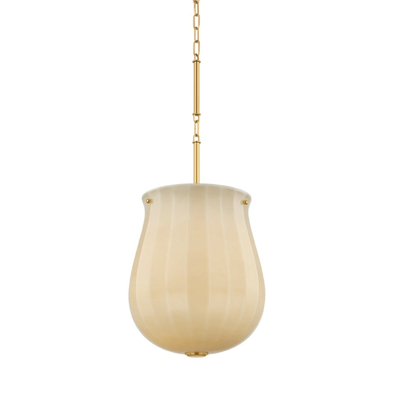 Hudson Valley Nevins 1 Light Pendant, Aged Brass/Etched With Optic - 3113-AGB