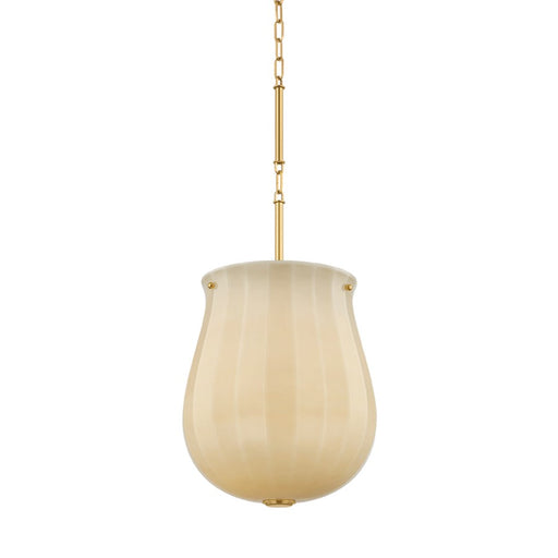 Hudson Valley Nevins 1 Light Pendant, Aged Brass/Etched With Optic - 3113-AGB