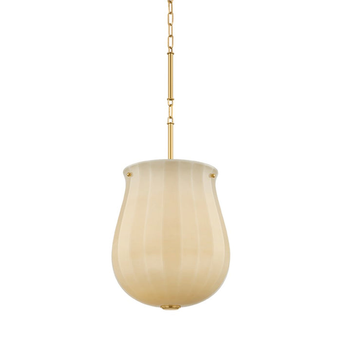 Hudson Valley Nevins 1 Light Pendant, Aged Brass/Etched With Optic - 3113-AGB