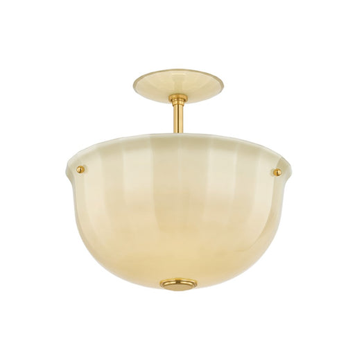 Hudson Valley Nevins 1 Light Semi Flush, Aged Brass/Etched With Optic - 3115-AGB