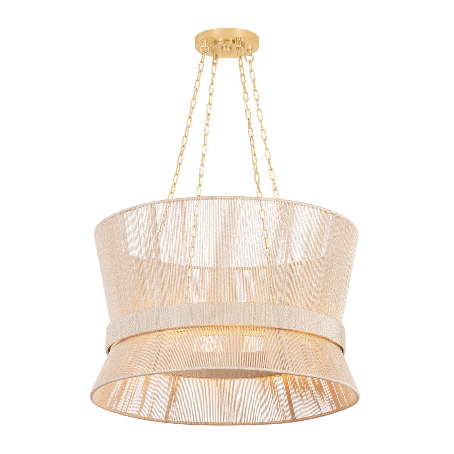 Hudson Valley Ocean Hill 1Lt Pendant, Vintage Gold Leaf/Abaca - 3124-VGL