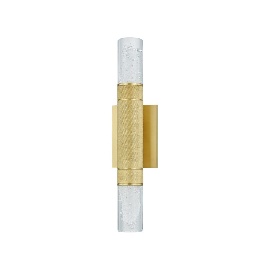 Hudson Valley Glen Cove 2 Light Wall Sconce, Aged Brass/Clear Seeded - 3202-AGB