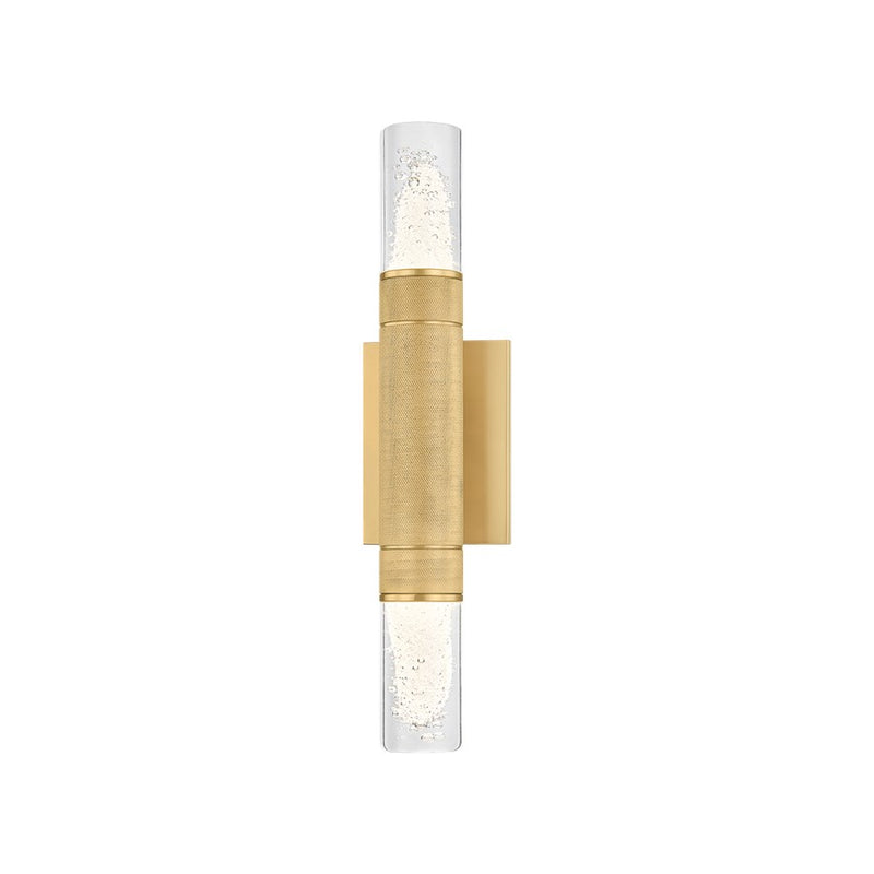 Hudson Valley Glen Cove 2 Light Wall Sconce, Aged Brass/Clear Seeded