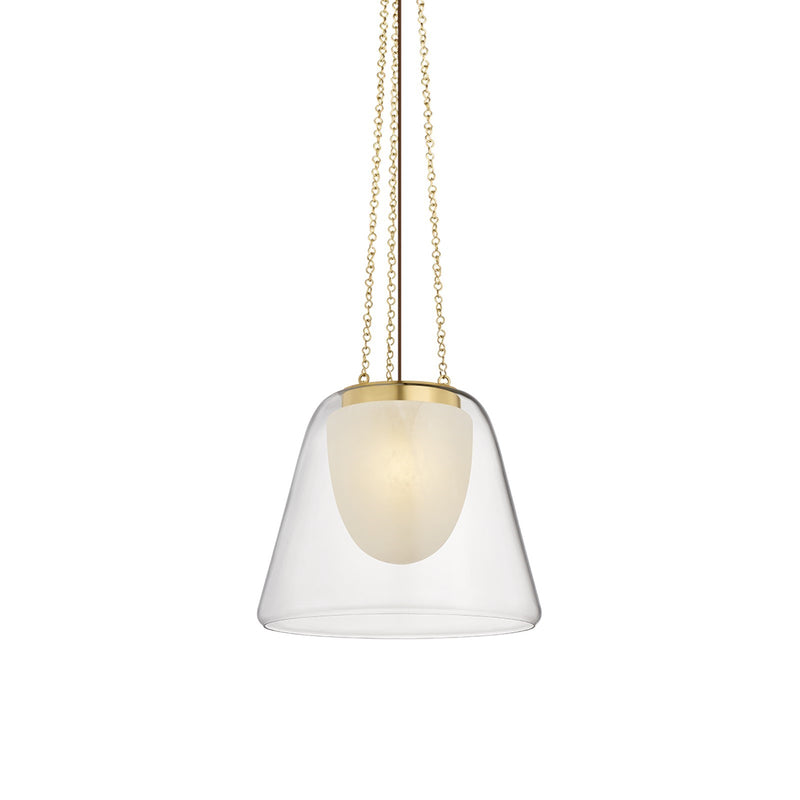 Hudson Valley Pine Bush 18in 1-Light Pendant | Aged Brass and Clear Glass | Kitchen Island & Dining Room | 18.25 x 16 in | Model 3219-AGB