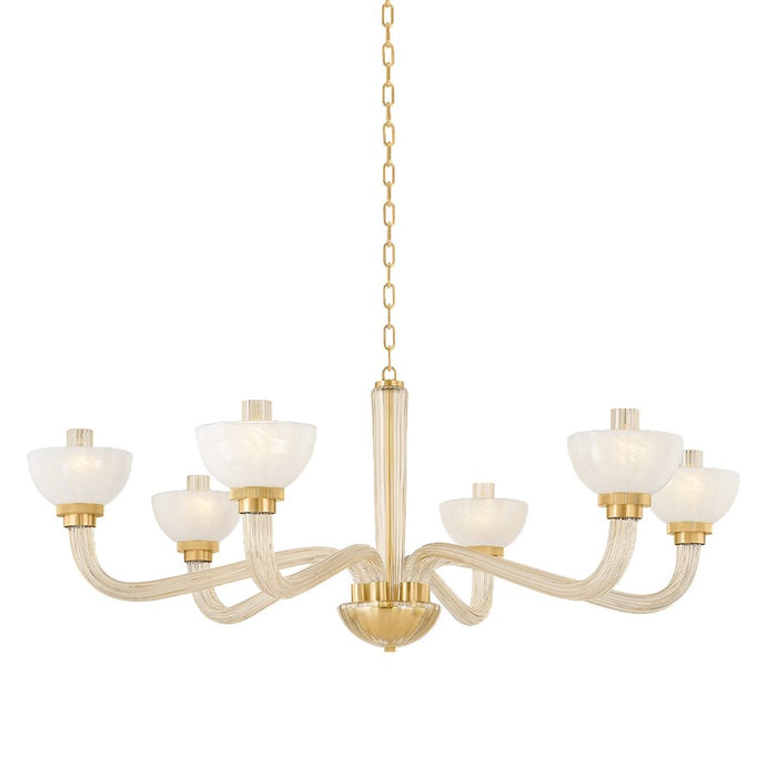Hudson Valley St. lawrence 6 Light Chandelier, Aged Brass/Cloud - 3306-AGB