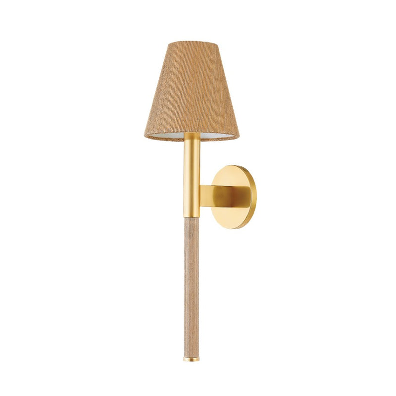 Hudson Valley Lindenwood 1Lt Wall Sconce, Brass/Natural Grasscloth - 3420-AGB