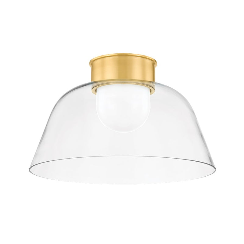 Hudson Valley Lakeside 1 Light 20" Flush Mount, Aged Brass/Clear - 3520-AGB