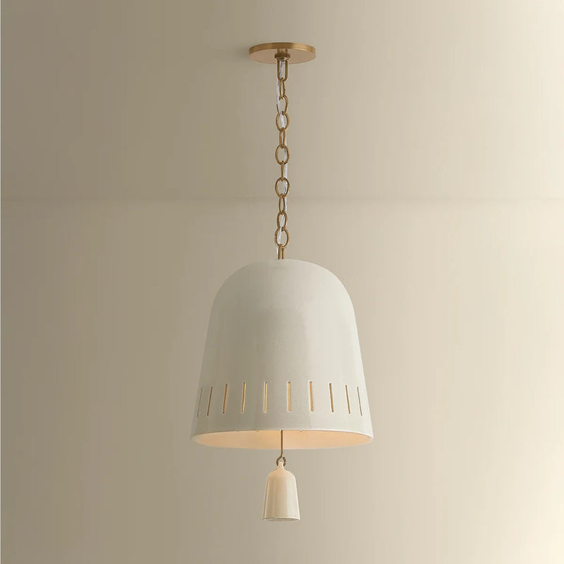 Hudson Valley Omi 1 Light Pendant, Patina Brass/Ivory Crackle