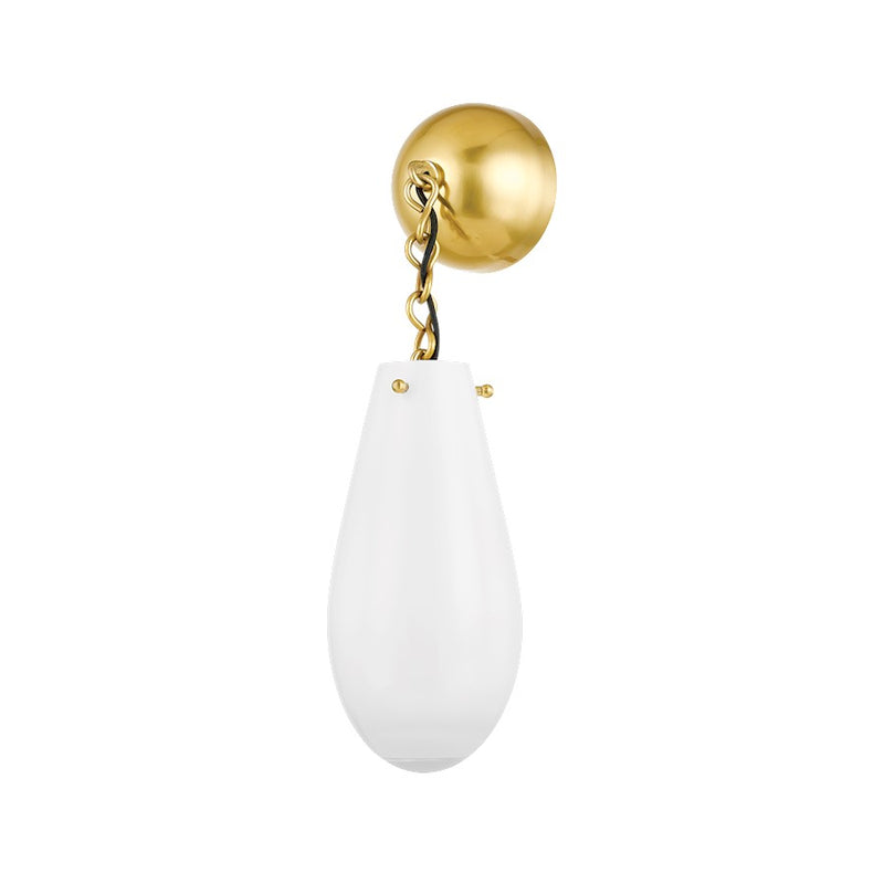Hudson Valley Clarkstown 1 Light Wall Sconce, Aged Brass/Opal Glossy - 3620-AGB
