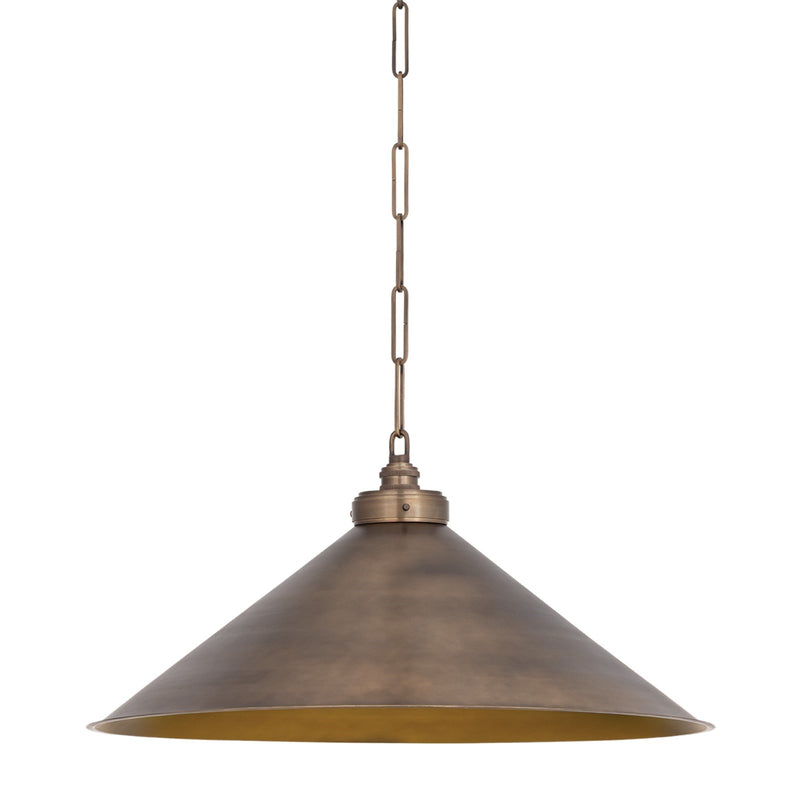 Hudson Valley Euclid 30in 1-Light Pendant | Heritage Vintage Brass and Brass Shade | Kitchen Island & Dining Room | 30 x 13.75 in | Model 3629-VB