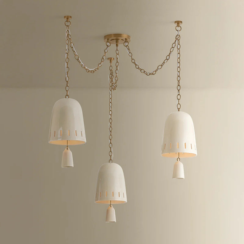 Hudson Valley Omi 3 Light Chandelier, Patina Brass/Ivory Crackle