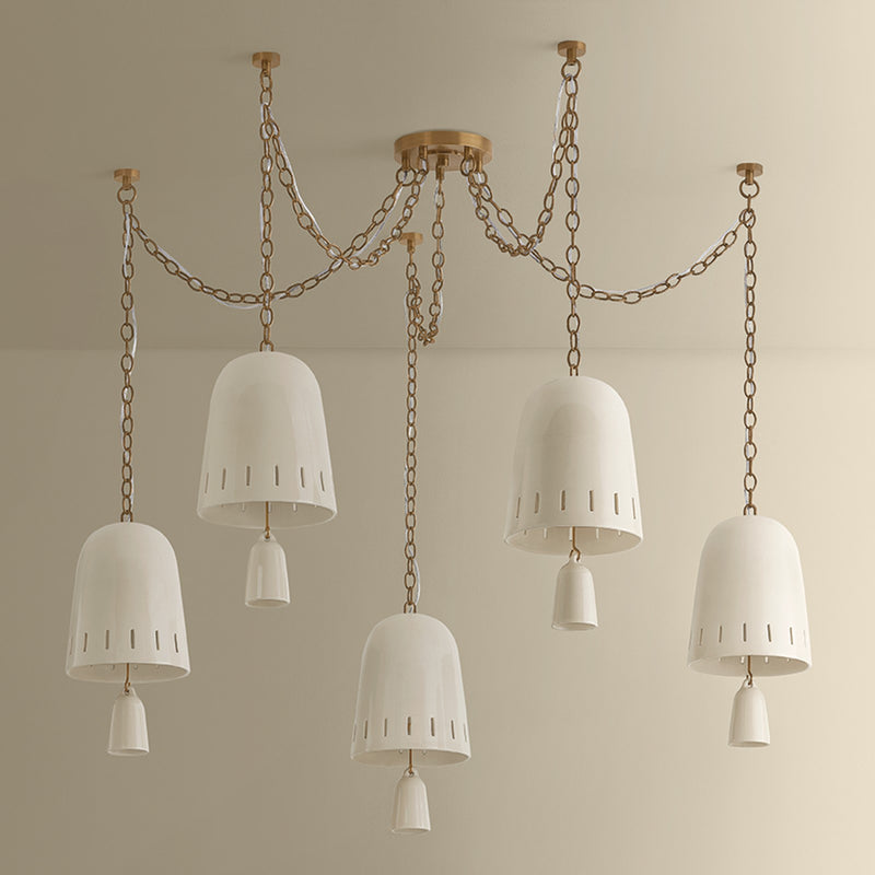 Hudson Valley Omi 5 Light Chandelier, Patina Brass/Ivory Crackle