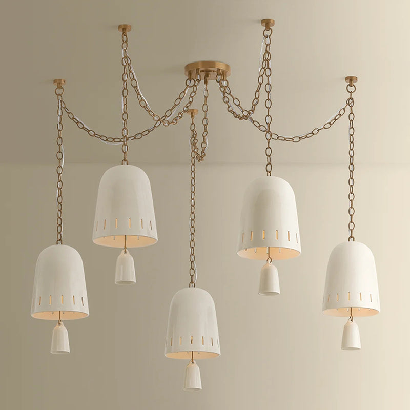 Hudson Valley Omi 5 Light Chandelier, Patina Brass/Ivory Crackle