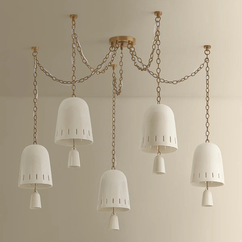 Hudson Valley Omi 5 Light Chandelier, Patina Brass/Ivory Crackle