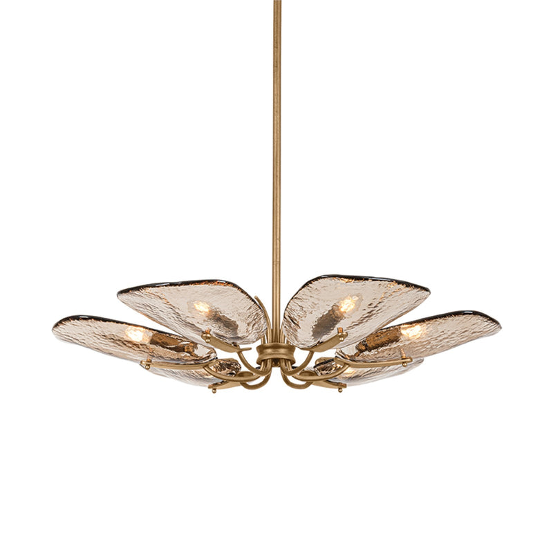 Hudson Valley Stephentown 33.5in 6-Light Chandelier | Vintage Patina Gold Leaf and Bronze Piastre Glass | Dining Room & Foyer | Model 3706-PGL