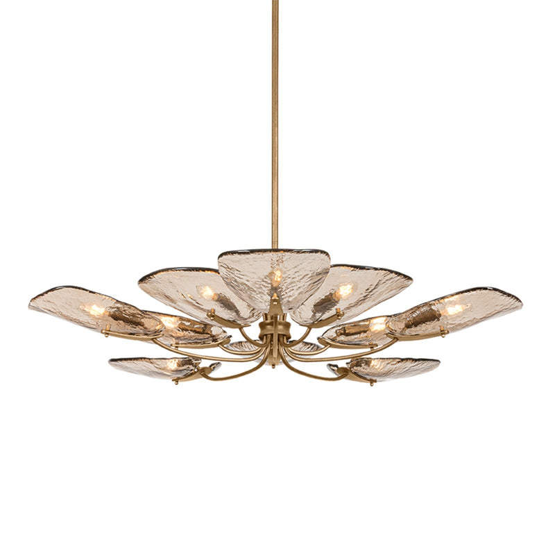 Hudson Valley Stephentown 46in 10-Light Chandelier | Vintage Italian Patina Gold Leaf and Bronze Piastra Glass | Dining Room & Foyer | Model 3709-PGL