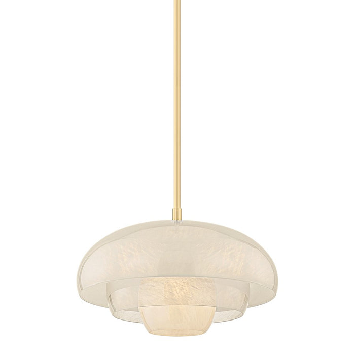 Hudson Valley Auburndale 1 Light Pendant, Aged Brass/Clear Cloud