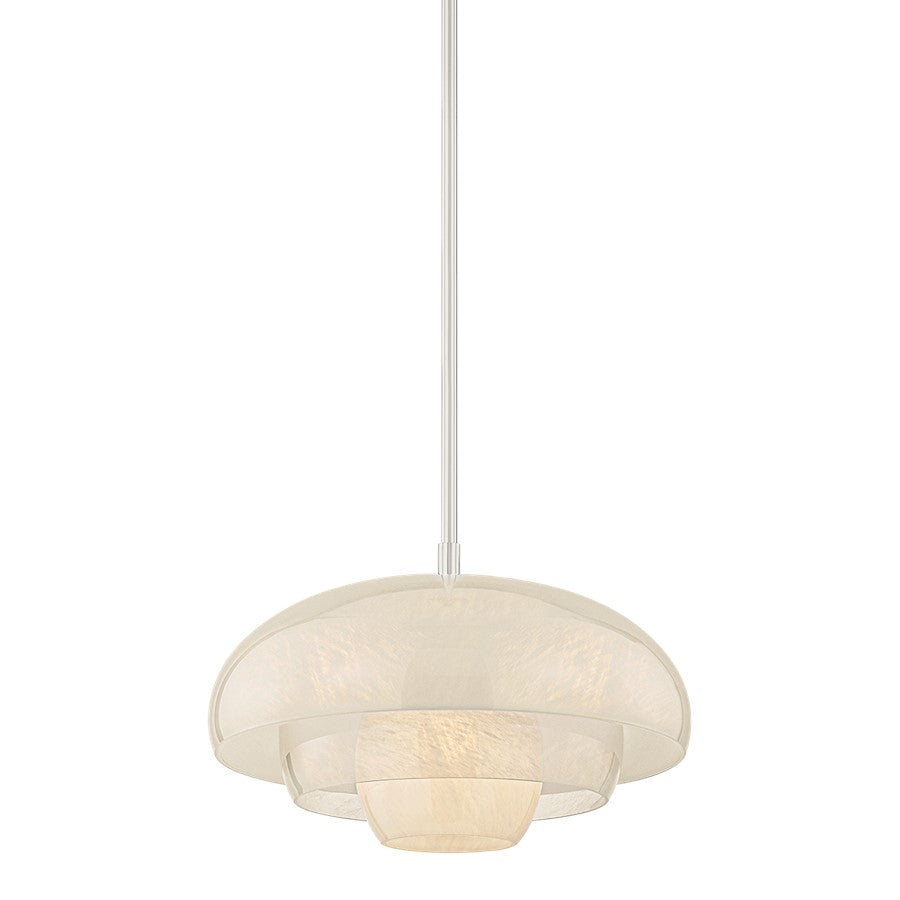 Hudson Valley Auburndale 1 Light Pendant, Polished Nickel/Clear Cloud - 3718-PN