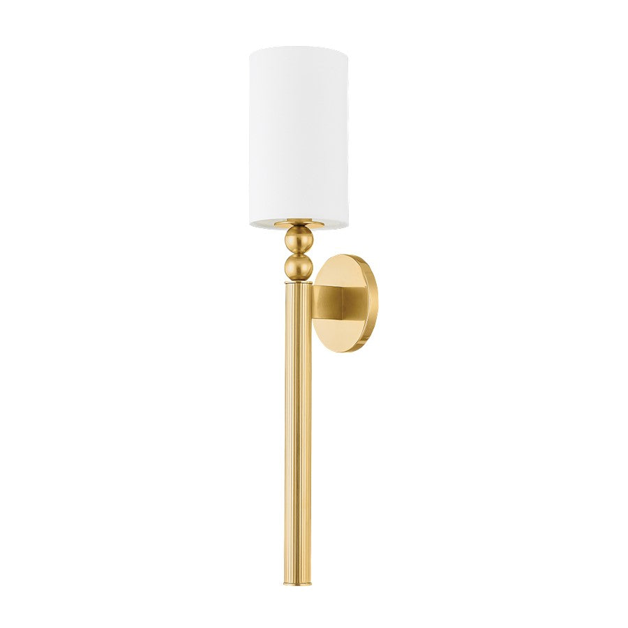 Hudson Valley Lakeport 1 Light Wall Sconce, Aged Brass/White - 3824-AGB