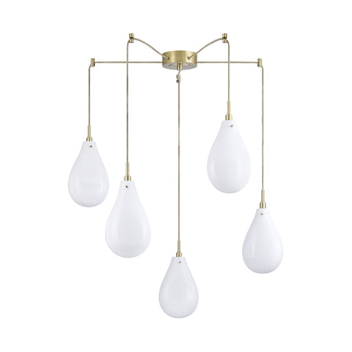 Hudson Valley Ironwood 5 Light Chandelier, Aged Brass/Opal Seedy - 3905-AGB