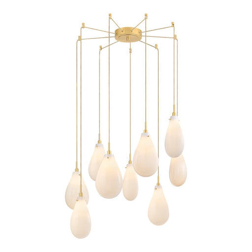 Hudson Valley Ironwood 9 Light Chandelier, Aged Brass/Opal Seedy