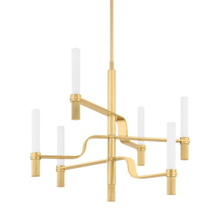 Hudson Valley Allentown 6 Light Chandelier, Aged Brass/Matte Cloud - 4006-AGB