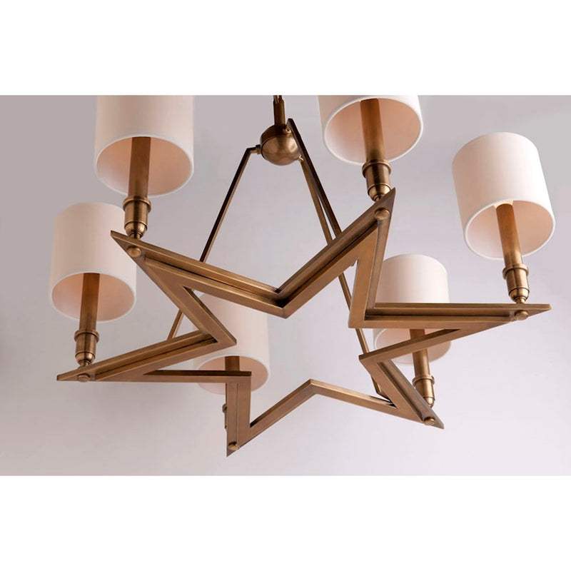 Hudson Valley Bethesda 6 Light Chandelier, Aged Brass/White