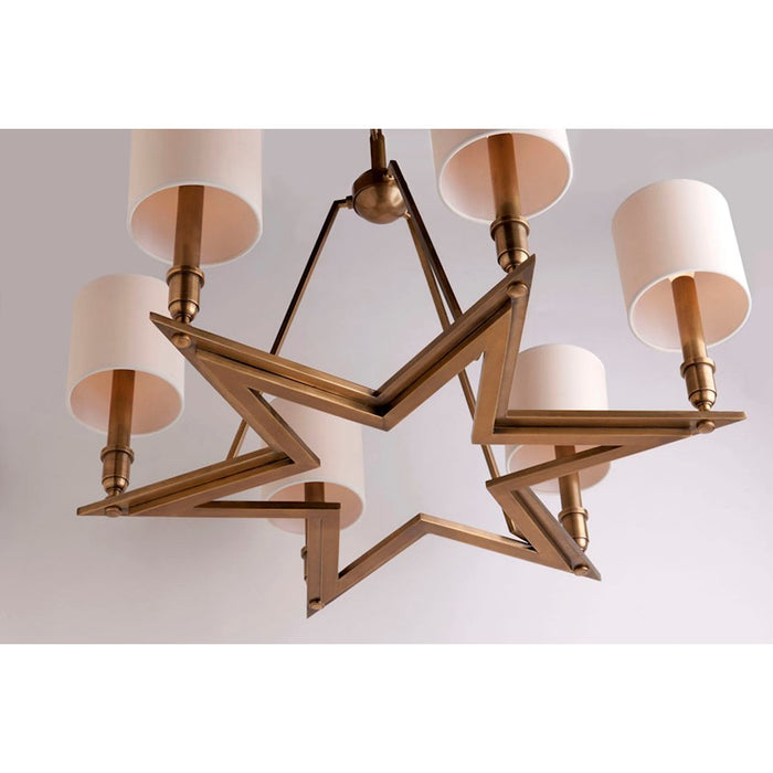 Hudson Valley Bethesda 6 Light Chandelier, Aged Brass/White