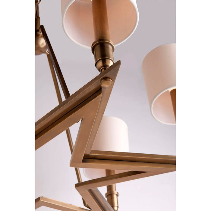 Hudson Valley Bethesda 6 Light Chandelier, Aged Brass/White