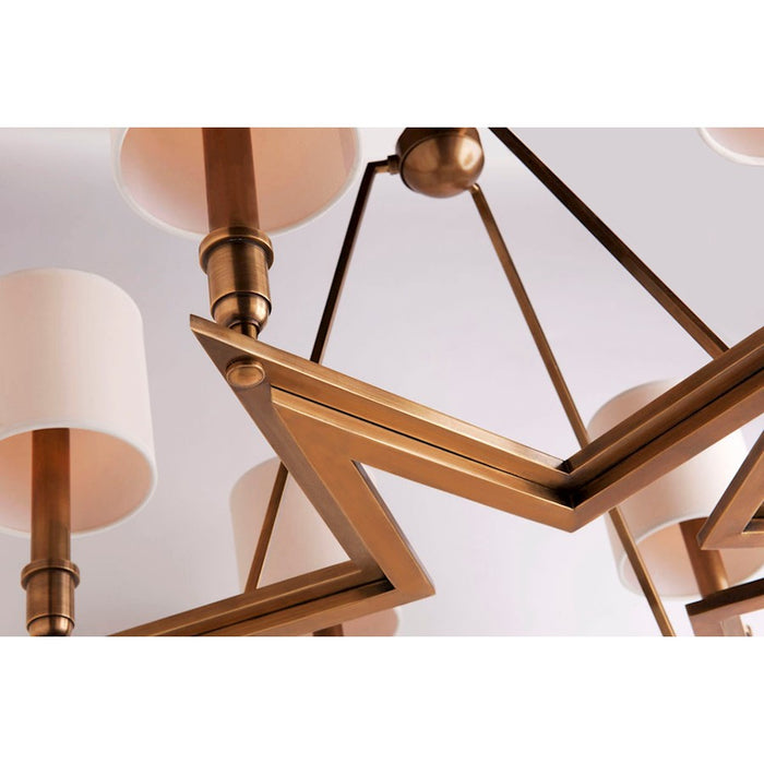 Hudson Valley Bethesda 6 Light Chandelier, Aged Brass/White