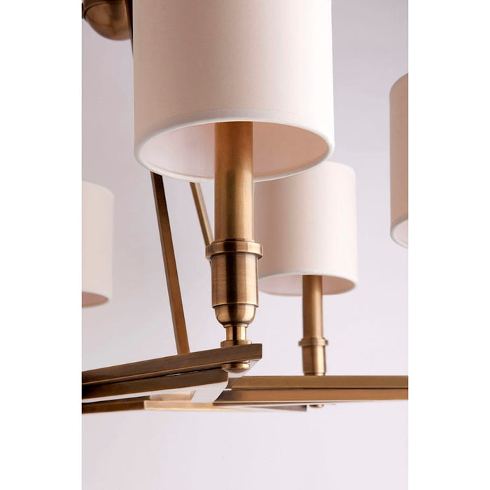 Hudson Valley Bethesda 6 Light Chandelier, Aged Brass/White