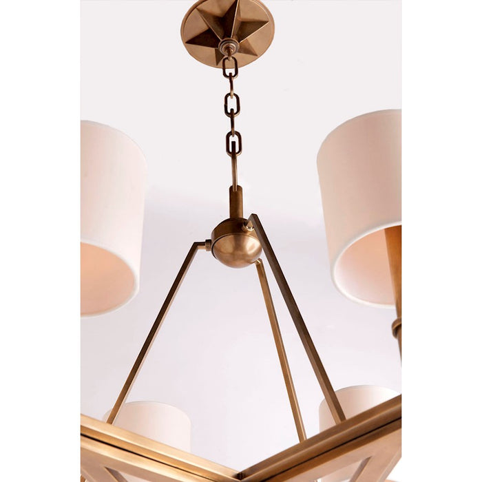 Hudson Valley Bethesda 6 Light Chandelier, Aged Brass/White