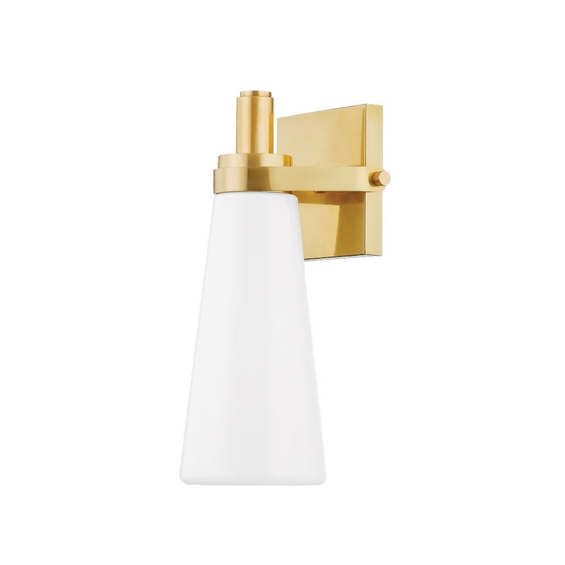Hudson Valley Trude 1 Light Wall Sconce, Aged Brass/Opal Glossy - 4221-AGB