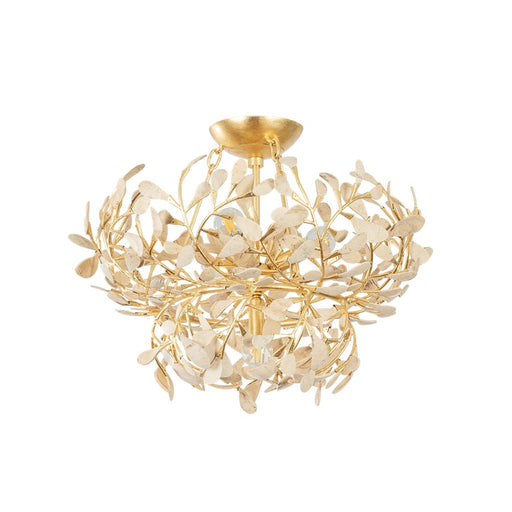Hudson Valley Maybrook 4Lt Semi Flush, Vintage Gold Leaf/Coco Shell - 4454-VGL