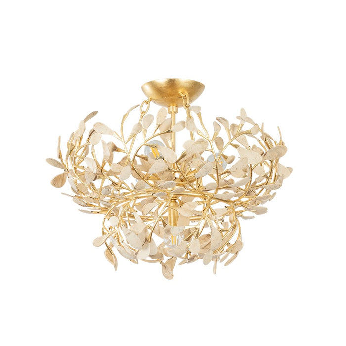 Hudson Valley Maybrook 4Lt Semi Flush, Vintage Gold Leaf/Coco Shell - 4454-VGL