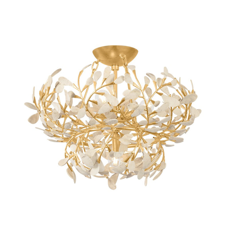 Hudson Valley Maybrook 4Lt Semi Flush, Vintage Gold Leaf/Coco Shell