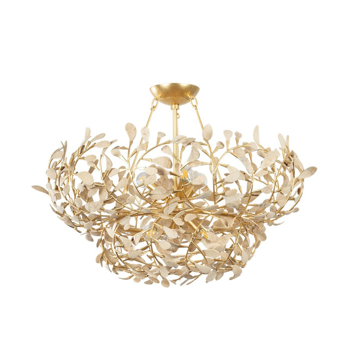 Hudson Valley Maybrook 6Lt Chandelier, Vintage Gold Leaf/Coco Shell - 4456-VGL
