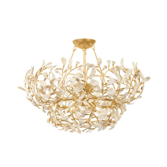 Hudson Valley Maybrook 6Lt Chandelier, Vintage Gold Leaf/Coco Shell