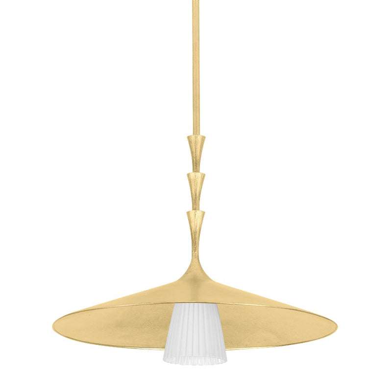 Hudson Valley Vails Gate 1Lt 24" Pendant, Gold Leaf/Opal Glossy - 4524-VGL