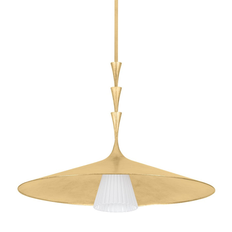 Hudson Valley Vails Gate 1Lt 34" Pendant, Gold Leaf/Opal Glossy - 4534-VGL