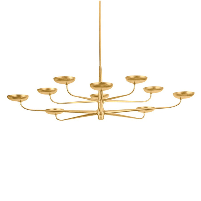 Hudson Valley Taormina 10Lt Chandelier, Gold Leaf/Clear Inside Etched - 4563-VGL