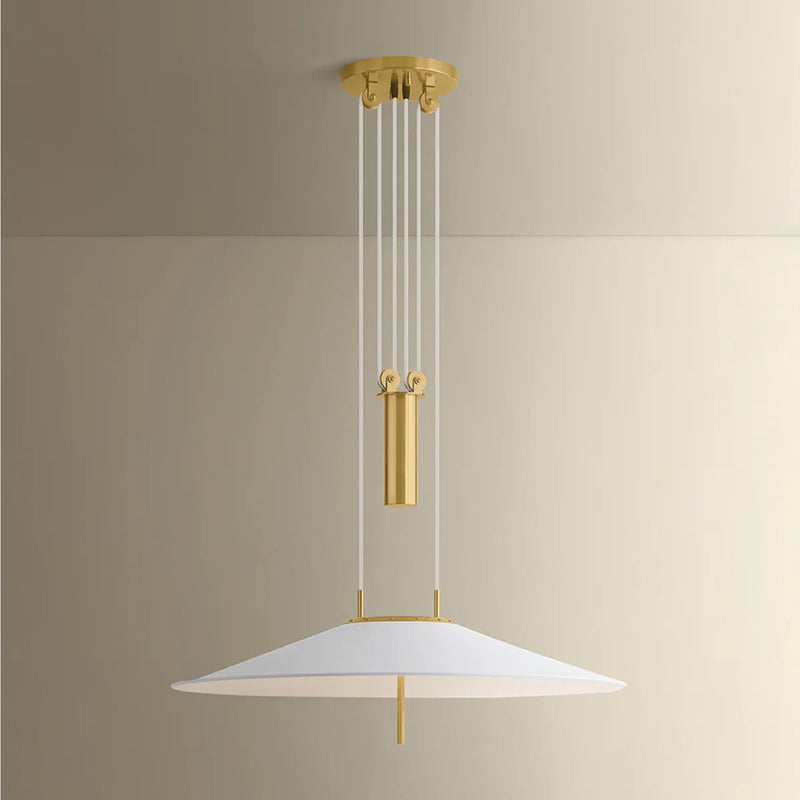 Hudson Valley Lighting Emmons 1 Light Pendant, Aged Brass/White