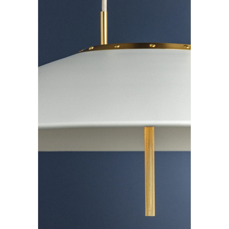 Hudson Valley Lighting Emmons 1 Light Pendant, Aged Brass/White