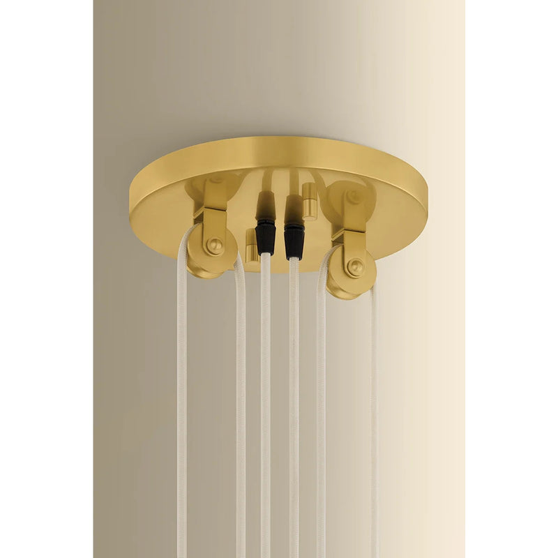 Hudson Valley Lighting Emmons 1 Light Pendant, Aged Brass/White